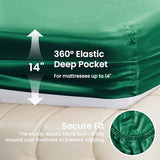 Love's cabin Full Size Satin Sheet Set - 4 Piece Dark Green Silky Satin Sheet Set with Deep Pocket, Luxury Silk Feel Satin Bed Sheets Full Bedding Set (1 Flat Sheet,1 Fitted Sheet,2 Pillow Cases) Love's cabin