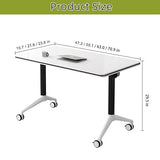 Alfalfalulu Conference Table, Folding Conference Room Tables with Flip-Top Design, Mobile Rectangular Modular Tables for Office Meetings and Training Sessions (Gray, 47.2×15.7×29.5in) Alfalfalulu