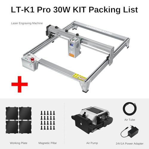 LASER TREE Laser Engraver, 30W Output Power Laser Engraver Machine with Air Assist Pump, High Precision Laser Cutter and Engraver for Wood and Metal, Paper, Acrylic, Glass, Leather etc LASER TREE