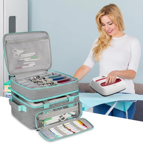 Carrying Case Compatible with Cricut EasyPress 2/Cricut EasyPress3 (9"x9",10"x10",12"x10"),Double-Layer Heat Press Machine Storage Bag Fits for Htvront(10"x10"),Tools and Accessories,Easy Press Mat LEFOR·Z