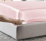 MILVOWOC Twin Satin Sheet - Light Pink, Soft Bottom Fitted Sheet - 1 Piece MILVOWOC