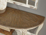 Signature Design by Ashley Realyn French Country Semi-Circle Console Table, White & Brown Signature Design by Ashley
