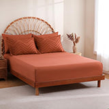 Sheet&Joy Twin Comforter Set with Sheets Burnt Orange - 5 Pieces Boho Tufted Shabby Chic Bed in a Bag, Fluffy Soft Farmhouse Bed Set for All Seasons Sheet&Joy