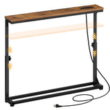 HOOBRO Narrow Console Table with Charging Station, Adjustable Height Sofa Table (25''-32.9''), Slim Behind Couch Table for Small Spaces, Entryway, Living Room, 39.4" Rustic Brown BF95UXG01 HOOBRO