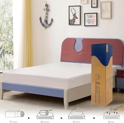 BreezeRest Full Mattress 6 Inch Memory Foam Mattress Bed in a Box,Medium Firm Cooling Gel Green Tea Full Size Mattress Colchones Full with Breathable Soft Fabric Cover CertiPUR-US Pressure Relief BreezeRest
