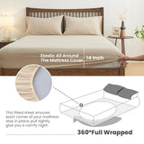 Simple&Opulence Belgian Linen Sheet Set Solid Color - 4 Pieces (1 Flat Sheet, 1 Fitted Sheet & 2 Pillowcases) Natural Flax Cotton Blend Soft Breathable Farmhouse Bedding - Full Size, Linen/Beige Simple&Opulence