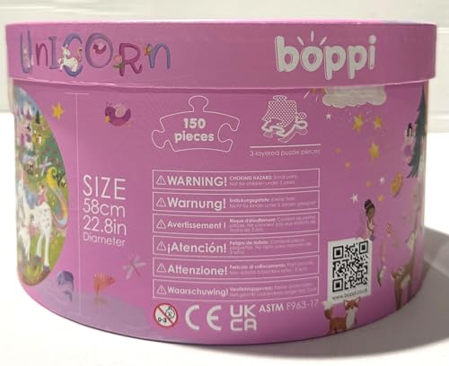 Unicorn Jigsaw Puzzle for Kids Ages 5-8 - 150 Piece Round Unicorn Kids Puzzles - Princess Puzzle with Fairies and Animals Made with 100% Recycled Card by boppi boppi