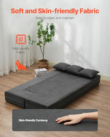 VEVOR Folding Sofa Bed, 3-in-1 Foldable Couch Bed with 3 Pillows and Washable Cover, 25D High Density Memory Foam Convertible Sleeper Chair Bed, Futon Couch for Living Room, Bedroom, Dark Grey(Twin) VEVOR