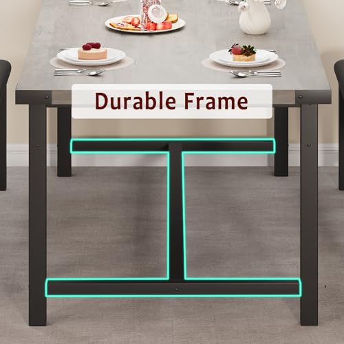 SLEKVERSA 3-Piece Dining Table Set for 4-6 People, Extendable Kitchen Table Set with 2 Upholstered Benches, Dining Room Table Set for Apartment, Kitchen, Living Room, Gray SLEKVERSA