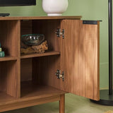 Walker Edison Chloe Curved Reeded TV Stand, Sliding Doors, 65 Inch, 60 inch, Mocha Walker Edison
