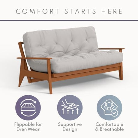 Royal Sleep Products by The Futon Factory | 10 inch Pocket Coil Futon Mattress - Khaki - Full Size - CertiPUR Certified Foam - Made in USA - Frame Not Included Royal Sleep Products