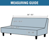 H.VERSAILTEX Armless Futon Cover Stretch Sofa Bed Slipcover Protector Elastic Feature Rich Textured High Spandex Small Checks Jacquard Fabric Futon Cover, Machine Washable, Ivory H.VERSAILTEX