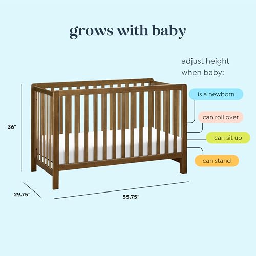 Carter's by Davinci Colby 4-in-1 Low-Profile Convertible Crib in Walnut, Greenguard Gold Certified