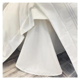 YUSIWOAL Cotton Bedding Set Home Textile Three Lines Embroidery Luxurious Pillowcase Sheet Quilt Cover Twin/Queen/Single Bed,Summer Duvet Cover sets(Bianco,Queen size 1.8M Bed 4pcs) YUSIWOAL