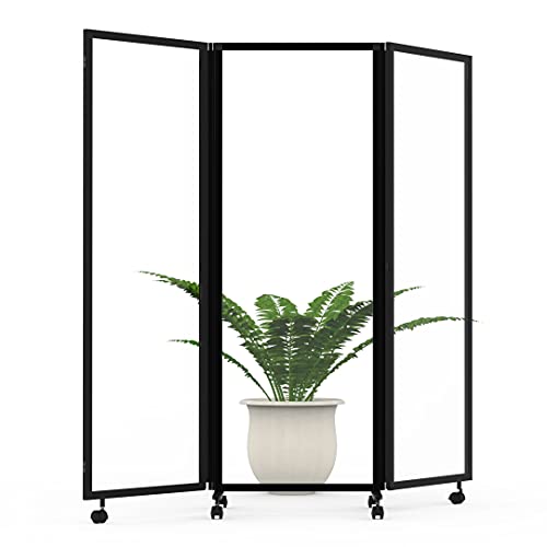 Stand Up Desk Store ReFocus Three-Panel Trifold Acrylic Room Divider Partition Privacy Screen (Clear Acrylic, 71" x 65") S Stand Up Desk Store