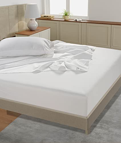 LANE LINEN 100% Cotton Sheets – 450 Thread Count Naturally Cooling Twin Sheets Set, Soft & Comfy Sateen Weave, Deep Pocket Fits 15” Mattress, Fade-Resistant Hotel Bedding, White LANE LINEN