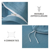 100% Cotton Muslin Duvet Cover Set Queen Size Turquoise Blue, Ultra Soft Breathable Absorbent Gauze Bedding Duvet Cover, Luxurious Minimalist Natural Wrinkle Linen Textured Comforter Cover 90" x 90" YASMENG