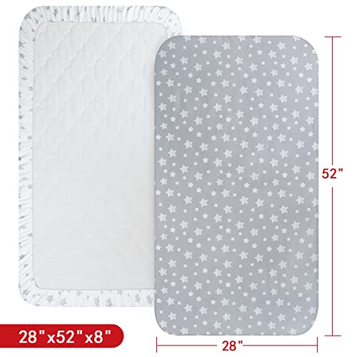 Crib Sheets for Boys or Girls 2 Pack, Fitted Crib Sheet for Standard Size Crib and Toddler Mattresses, Soft and Breathable Material, Grey & White Moonsea