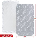 Crib Sheets for Boys or Girls 2 Pack, Fitted Crib Sheet for Standard Size Crib and Toddler Mattresses, Soft and Breathable Material, Grey & White Moonsea