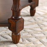 PADMA HOUSE Traditional Solid Wood Semi-Circle Sofa Table with Tempered Glass Top for Living Room, Cherry Walnut PADMA HOUSE