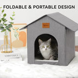 Outdoor Cat House, Outdoor Cat Shelter Feral Cat, Outside Waterproof Cat House for Outdoor/Indoor Cats, Insulated Cat House for Winter with Cozy Cushion, Easy to Assemble, Navy Blue Siedihit
