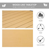 Outsunny 75" x 35" Outdoor Dining Table for 8 People, Rectangular Aluminum Frame Garden Table with All-Weather Faux Wood Top for Garden, Lawn, Patio, Tan Outsunny