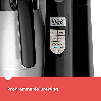 BLACK+DECKER 12-Cup Thermal Programmable Coffee maker, Brew Strength Selector, Auto-clean, Black and Silver