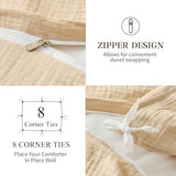 MEISHANG Muslin Duvet Cover King Size - 100% Organic Cotton, Soft Textured Gauze Weave Duvet Cover for Breathable All-Season Oeko-Tex Certified - 3 Piece Set (King, Linen) MEISHANG