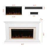 Weyderk 69" Electric Fireplace with Mantel, Fireplace TV Stand with 42" Fireplace Insert for Livingroom/Bedroom, Realistic 3D Flame & 15 LED Colors, Remote Control, 750/1500W Heats, Faux Stone Finish Weyderk