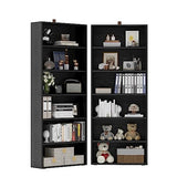 IRONCK Vintage Black 6-Tier Bookshelves Set of 2 - Tall Floor Standing Storage for Home Office and Living Room IRONCK