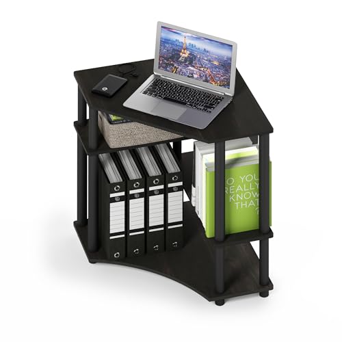 FURINNO Turn-N-Tube Space Saving, Corner Desk, Espresso/Black Furinno