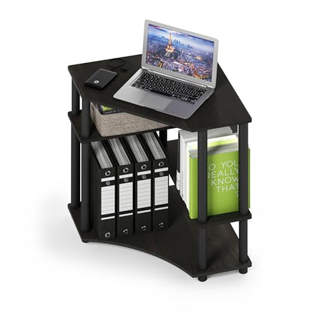 FURINNO Turn-N-Tube Space Saving, Corner Desk, Espresso/Black Furinno