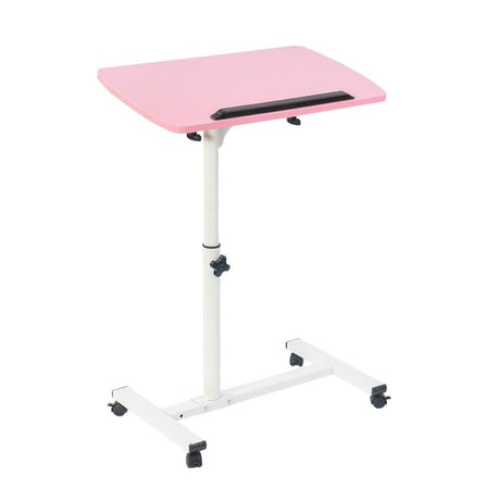 YXQ Mobile Laptop Table Small Standing Desk Angle & Height Adjustable Rolling Laptop Desk Cart Over Bed Table for Home Office, Pink YXQ