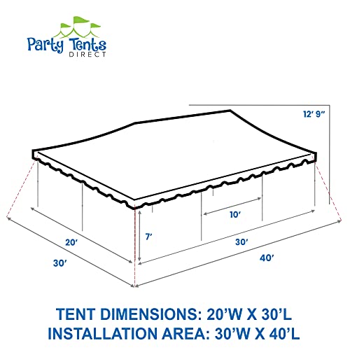 Party Tents Direct 20'x30' Canopy Tent, Weekender Canopy Pole Tent, Easy Up with Heavy Duty PVC White Top, 120 Person Capacity, Outdoor Canopies, Tents for Parties, Weddings & Events - WoodArtSupply