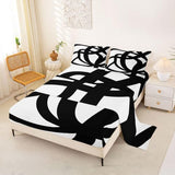 jejeloiu Stripe Line Sheet Set King Size Kids Geometric Sheets with Deep Pocket Fitted Sheet for Boys Girls Teens Black and White Bed Sheets Set Breathable Abstract Bedding Room Decor Modern Art jejeloiu