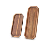 Set of 2 Solid Acacia Wood Serving Trays 16" and 12" Rectangular Wooden Serving Platters for Dessert, Food, Vegetables, Fruit, Charcuterie, Appetizer Serving Tray, Cookie Platter Cheese Board BF BILL.F SINCE 1983