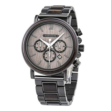 BOBO BIRD 2021 New Men's Wrist Watches Stylish Wood Watch Analog Quartz Casual Wooden Wrist Watch with Gift Box (Grey) BOBO BIRD