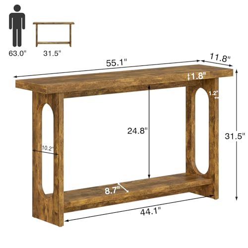Tarnorci Farmhouse Console Table, 55inch Wood Vintage Console Table Narrow Sofa Tables Hallway Tables for Entryway, Living Room, Foyer Tarnorci