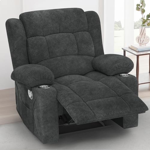 MOSGAT RV Recliner Chair, Oversized Reclining Loveseat Home Theater Seating with Cup Holders, Insert Pockets, Wall Hugger RV Recliners for Movie Room, Recline Movie Seats Gaming Sofa, Gray
