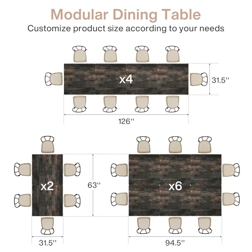 Tribesigns Square Dining Table Set of 4, 31.5" Farmhouse Dinner Table with Metal Base, Wood Kitchen Table for Dining Room, Small Space, Apartment, Rustic Brown & Black Tribesigns