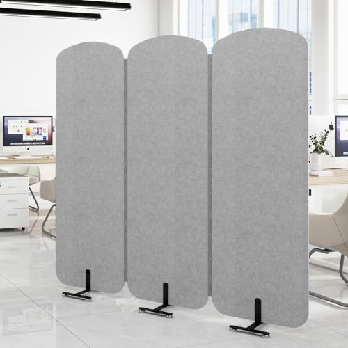 Natwind 3 Panel 73.2 x 71 inch Office Room Privacy Protect Space Divider Portable Partition,Wall Folding Cubicle Indoor Freestanding Acoustic Partition Temporary for Office Room Natwind