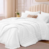Velorose Queen Comforter Set White - Bed in a Bag Queen Size 7 Pieces, Soft Bedding Set for All Seasons, Premium Queen Comforter Set with Comforter, Sheets, Pillowcases & Shams Velorose