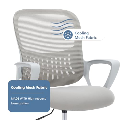 DUMOS Drafting Chair - Ergonomic Tall Office for Standing Desk, Counter with Height Adjustable and Comfortable Lumbar Support, Fixed Armrests, Grey DUMOS