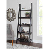 Linon Archdale Black 72" Open Back Ladder Bookshelf with 5 Adjustable Shelves Linon