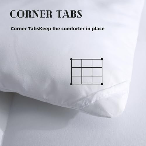 DOWNCOOL Comforters Queen Size, Duvet Insert, White All Season Duvet, Lightweight Quilt, Down Alternative Hotel Comforter with Corner Tabs (White, Queen 88x92 Inches) DOWNCOOL