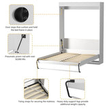 ROOMTEC Queen Size Murphy Bed with Smooth Pneumatic Lift, Space-Saving Wall Bed with Modern Cabinet Design, Easy Installation, Ideal for Guest Rooms, Home Offices, Fits 60"x80" Mattress ROOMTEC