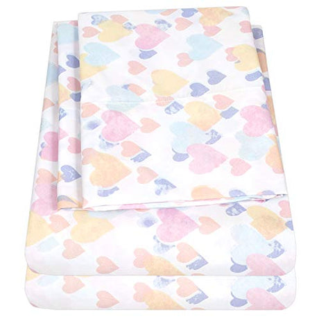 1500 Supreme Kids Bed Sheet Collection - Fun Colorful and Comfortable Boys and Girls Toddler Sheet Sets - Deep Pocket Wrinkle Free Soft and Cozy Bedding - Full, Vintage Hearts Sweet Home Collection