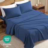 ClevaHome Sheet Set Twin Size, 3-Piece Bedding, Lightweight & Super Soft Easy Care Microfiber– Shrinkage & Fade Resistant Bedding Set with 14'' Deep Pockets (Navy Blue) Cleva