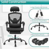 DUMOS Home Office Desk Chair with Footrest, High-Back Mesh Rolling Swivel Reclining Chairs with Wheels, Comfortable Headrest, Lumbar Support, Comfy Arms for Home, Office, Gaming, Student, Inky DUMOS
