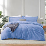 Hearth & Harbor Calm Blue Duvet Cover Queen Size - 3 Piece Soft Double Brushed Bedding Set - Includes 1 Queen Duvet Cover with Button Closure 90x90 inches and 2 Pillow Shams Hearth & Harbor